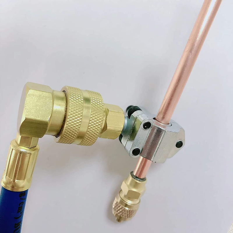 Refrigerator Freon Recharge Hose with Gauge Kit-A/C R134a R12 R22,Universal Retrofit Valve,with BPV31 Bullet Piercing Tap Valve,R134a Self-Sealing Adapter for Home/Car A/C Refrigerant System (5) 5