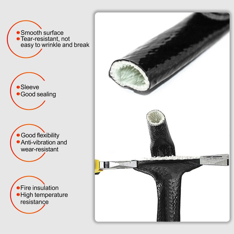 Heat Shield Fire Sleeve 1"(25.4mm) ID x 3.3FT Silicone Coated Fiberglass Heat Wrap Fire Thermo Armor for Automotive Hose Lines Wires & Electrical Wiring (Black) Black 1" ID x 3.3FT