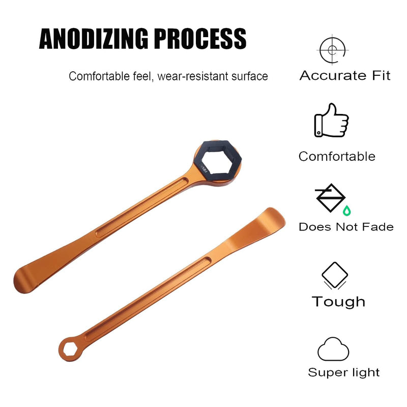 Motorcycle Tyre Iron Tool Kit Levers Hex Wrench Spanner Head Tire Change 10mm 13mm 32mm 27mm 22mm 0.87'' 1.06''0.51''0.39'' 1.26'' Tire Repair Tool For EXC SX XC Motorbike Dirt Pit Bike (Orange) Orange