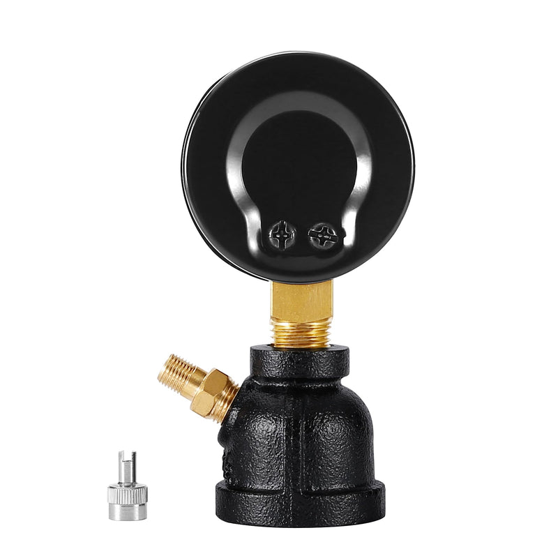 Gas Test Pressure Gauge, 1” FNPT Connection, Brass Valve, Chrome Plated Steel Body Assembly. (Steel Black, 1" FNPT 0-30 psi) Steel Black
