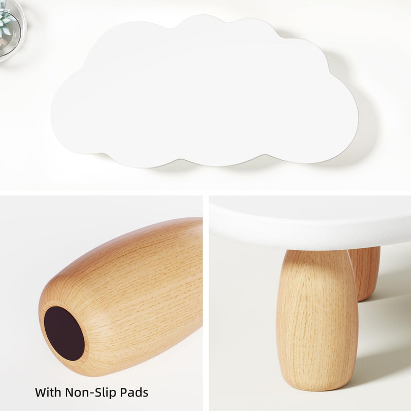 Monitor Stand Riser,Cloud-Shaped Sturdy Wood Computer Monitor Riser, Laptop Monitor Stand, Multi-Purpose Desktop Organizer Riser for Computer, Laptop, Printer, TV,White Cloud-White