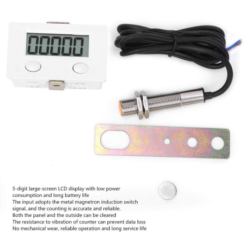 Magnetic Induction Counter,Digital Electronic Punch Counter,Metal Sensor, 5-Digits LCD Digital Display 0-99999, Magnetic Induction Proximity Switch