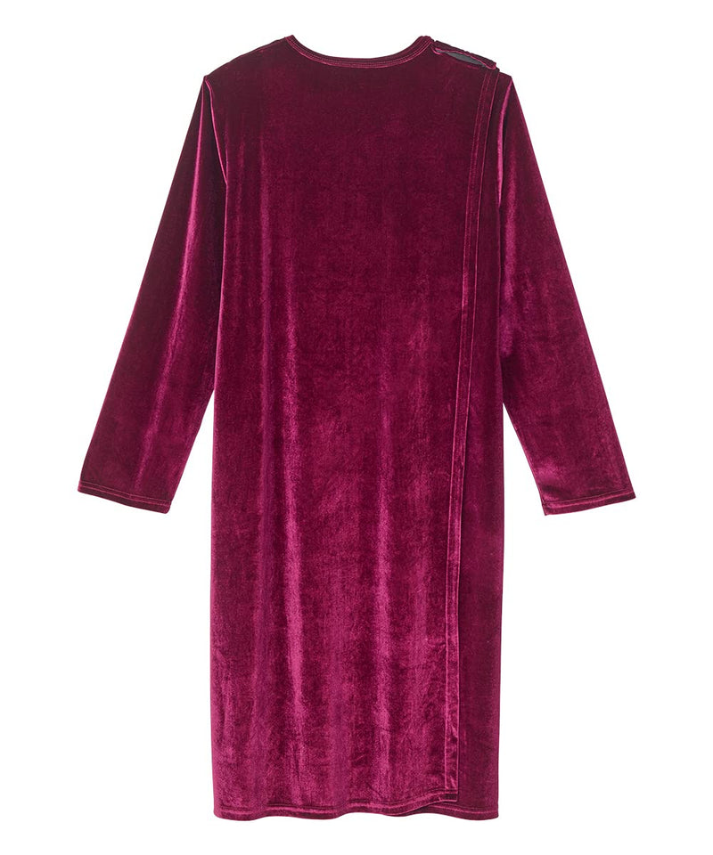 Silverts Women’s Adaptive Open Back Velvet Dress Assisted Dressing Elderly Clothing Nursing Home Holiday Wear Medium Wine