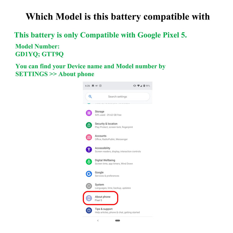 for Pixel 5 Battery Replacement Kits (New Upgraded) Compatible with Google Pixel 5 All Models with Adhesive, Installation Manual and Repair Tool Kits