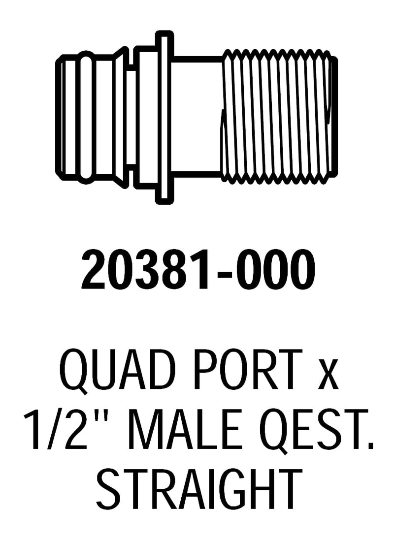 20381-000 Quad Port Fittings for Quad Water System Pump (1/2" NPT Male QEST. Straight) 1/2" NPT Male QEST. Straight