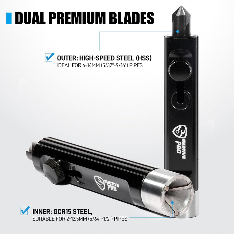 Dual-End Rimming & Deburring Tool, Internal & External Pipe Deburring Tool for 3/16" to 1/2" Tubing, Achieve Optimal Tubing Flaring for Brake/Copper/Hydraulic Lines
