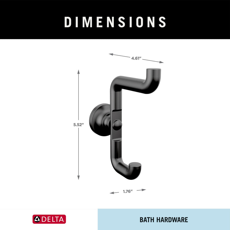 Double Robe Hook Matte Black (Pack of 1)