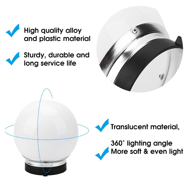 15cm Soft Light Ball, Translucent Flash Lampshade for Bowens Mount Spherical Diffuser Photography Accessory for Portrait Shooting, Advertising Portrait, Art Portrait, etc