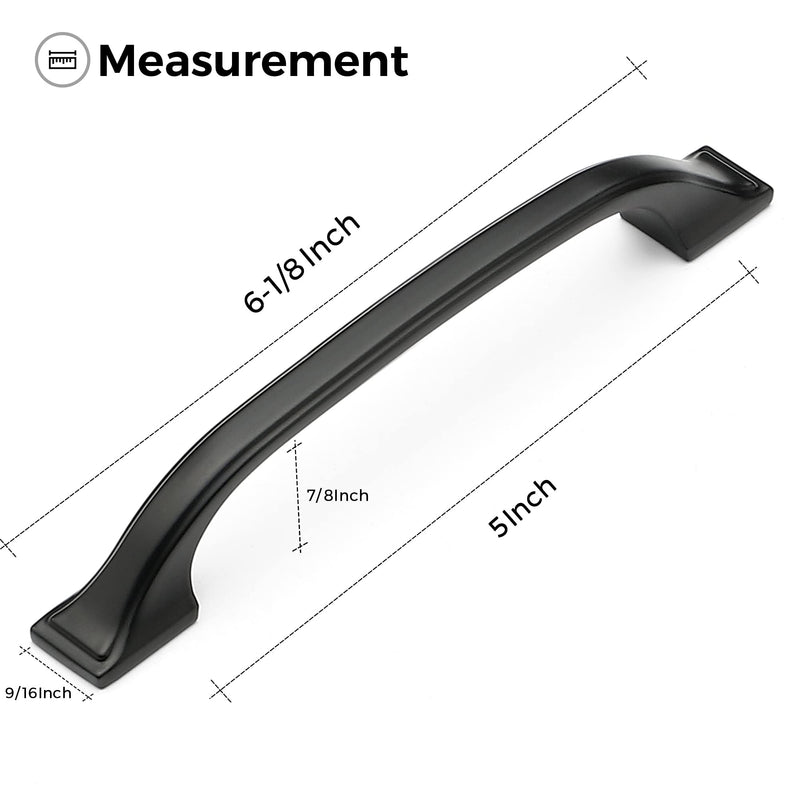 Ravinte 10 Pack Black Cabinet Pulls 5 Inch Kitchen Cabinet Handles Matte Black Handles for Kitchen Cabinet Hardware Arch Cabinet Handles for Drawer Dresser Curved Drawer Handles 5 in Hole Center
