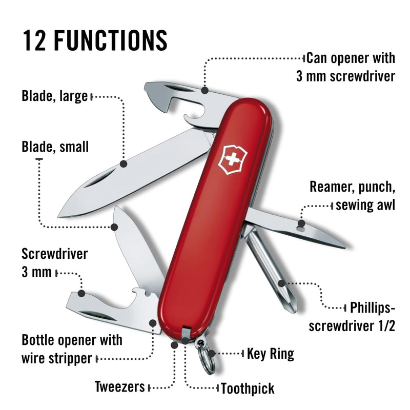 Victorinox Tinker Swiss Army Knife Multipurpose Pocketknife 12 Functions Red