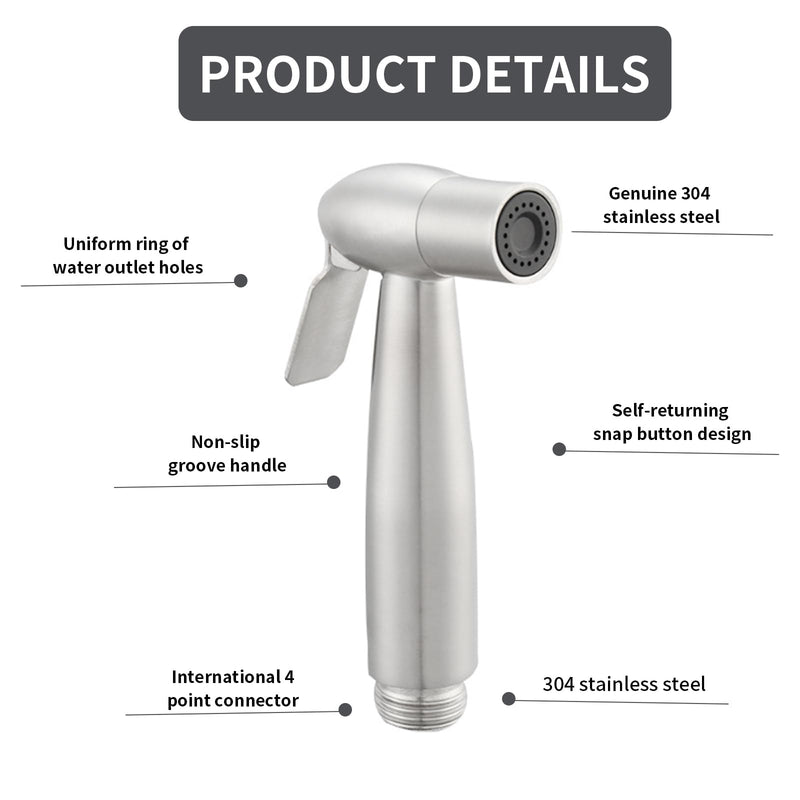 Bidet Sprayer for Toilet - Stainless Steel Sprayer Shattaf Toilet Bidet Shower Head for Bathroom Sink or Toilet - with 59in ABS Flexible Telescopic Shower Hose and Bracket Holder