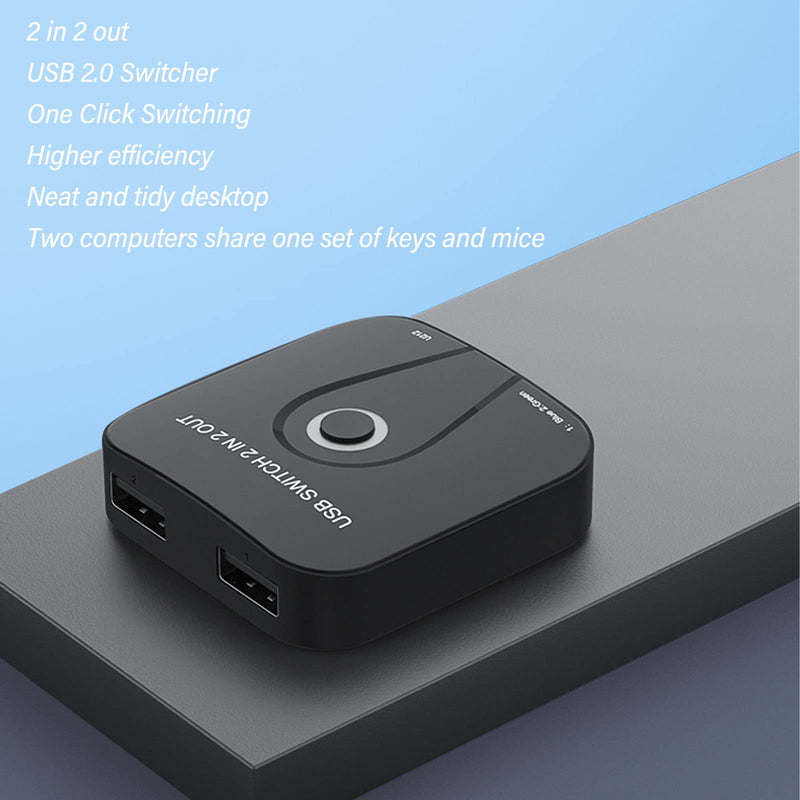 2 in 2 Out USB Switcher, Seamless Switching USB Switcher, Port Adapter for 2 Computers Share 2 USB Devices Mouse Keyboard Scanner Printer
