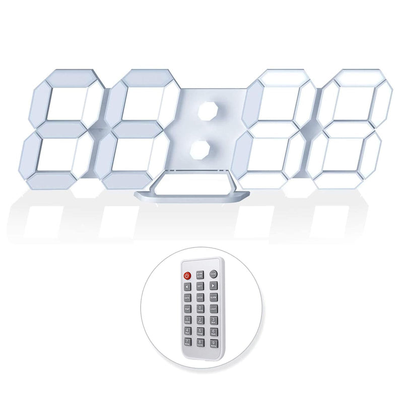 EDUP HOME 3D LED Neon Digital Desk Wall Alarm Clock RGB Night Light 7 Colors 9.7" with Remote Control for Bedroom/Living Room/Kitchen/Office, Adjustable Brightness,12/24 Hr, Time/Date/Temperature 7 Colors Lights 9.7" Led Clock + White Design