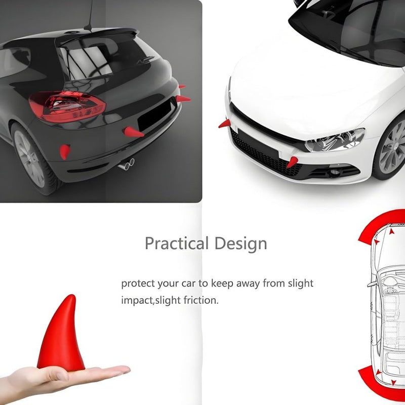 Car Auto Truck Elasticity 3D Devil Horns Sticker Bumper Decor Anti Collision [BLACK] 2Pcs/Set[US Warehouse] Halloween Christmas Gift (Black) Black