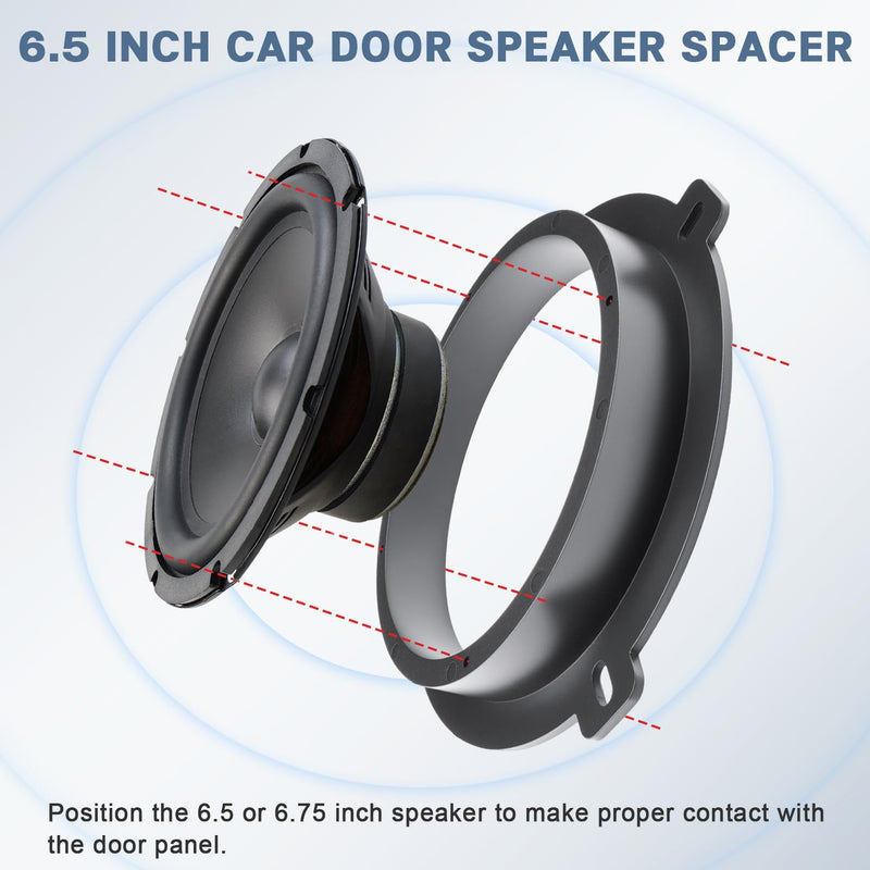 6.5 Front Door Speaker Adapter for Hyundai Kia | Solid Plastic Speaker Spacer Mount Ring Brackets Compatible with Hyundai Elantra Sonata, Kia Forte Soul Optima Sedona