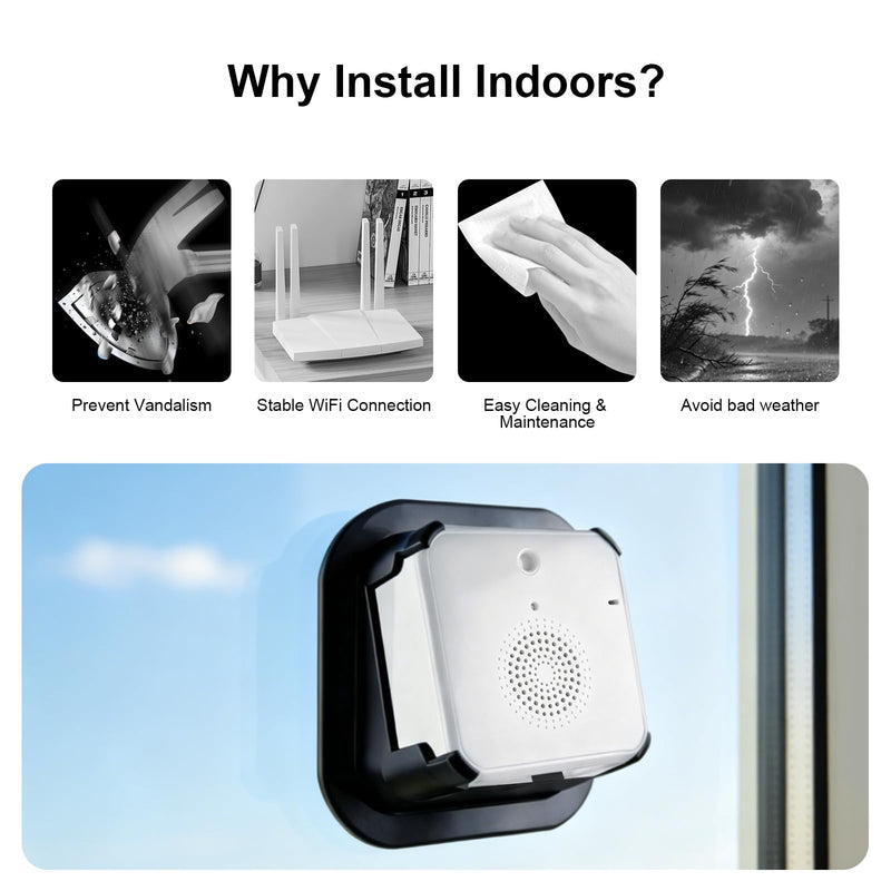 2K Wireless Window Camera with 45-Day Battery, 2.4/5G WiFi, 6s Pre-Roll | 100% Wireless: No Wires, No Outlets, No Drilling. 4MP Color Night Vision & Anti-Glare. Magnetic Mount for Rentals & Homes 1 Large Battery