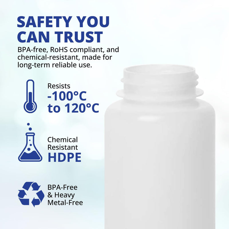 United Scientific HDPE Sample Bottles with Lids, 250ml, Wide Mouth, 12-Pack | 8 oz Wide Mouth Reagent Container, BPA-Free Materials, Leakproof, RoHS Compliant, Temperature Resistant Storage, Travel Size 8 oz (Pack of 12)