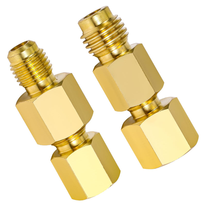 4pcs Brass Refrigerant Tank Adapter/Vacuum Pump, R134A to R12 Adapter Fittings 1/4 SAE Male to 1/2 ACME Female Flare Adaptor Automotive Fittings for AC Refrigerant System