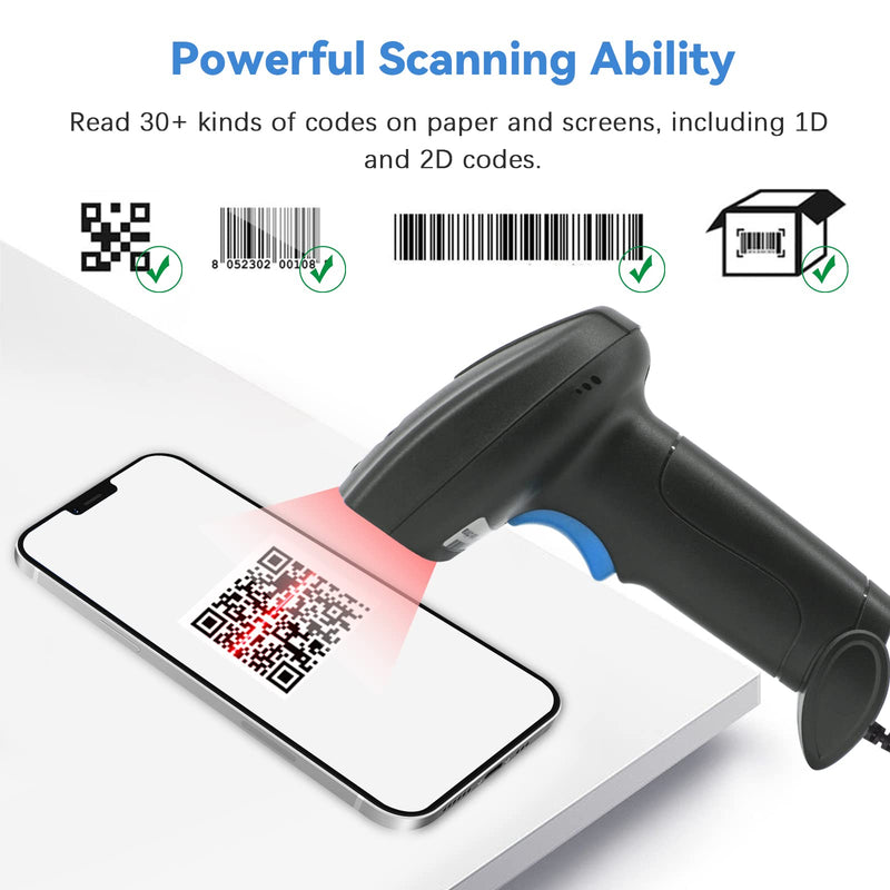 KILOGOGRAPGH Bluetooth QR Code Scanner U2B - Book Scanner for Personal Library Libib, QR Code Scanner for Laptop Computer Mac iPhone Android, 2D Wireless Bluetooth Barcode Scanner (Without Stand) without stand