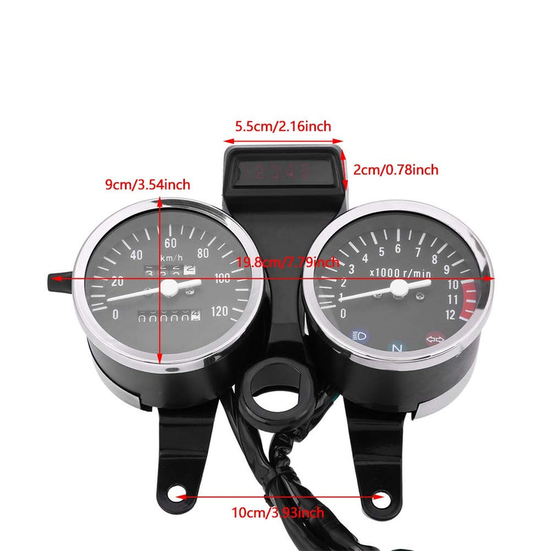 KIMISS Speedometer Gauge, Motorcycle Modified Accessories Speedometer Odometer Tachometer for Suzuki GN125