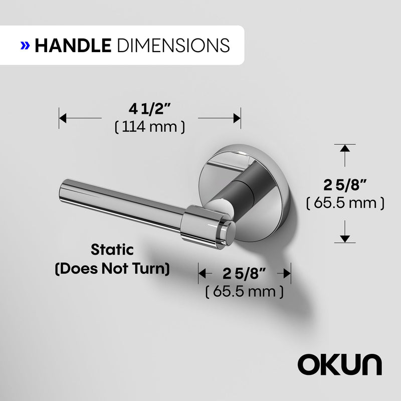 Okun Zen Dummy Door Handle, Chrome Non-Turning Door Lever 1-Pack – Decorative Reversible Interior Handle for Closet, Pantry, Hallway & French Doors, Sleek Modern Design