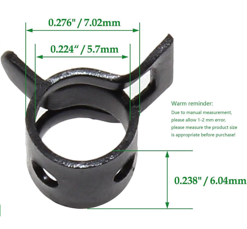 40 Pcs 1/4 ID Spring Band Type Clamps, 6mm Fuel Hose Clamps Fasteners, Black Spring Hose Clip for Fuel Hose Line Water Pipe Air Tube Silicone Hose, Fit 6.5-7.2mm OD Hose Black-40pcs-6mm
