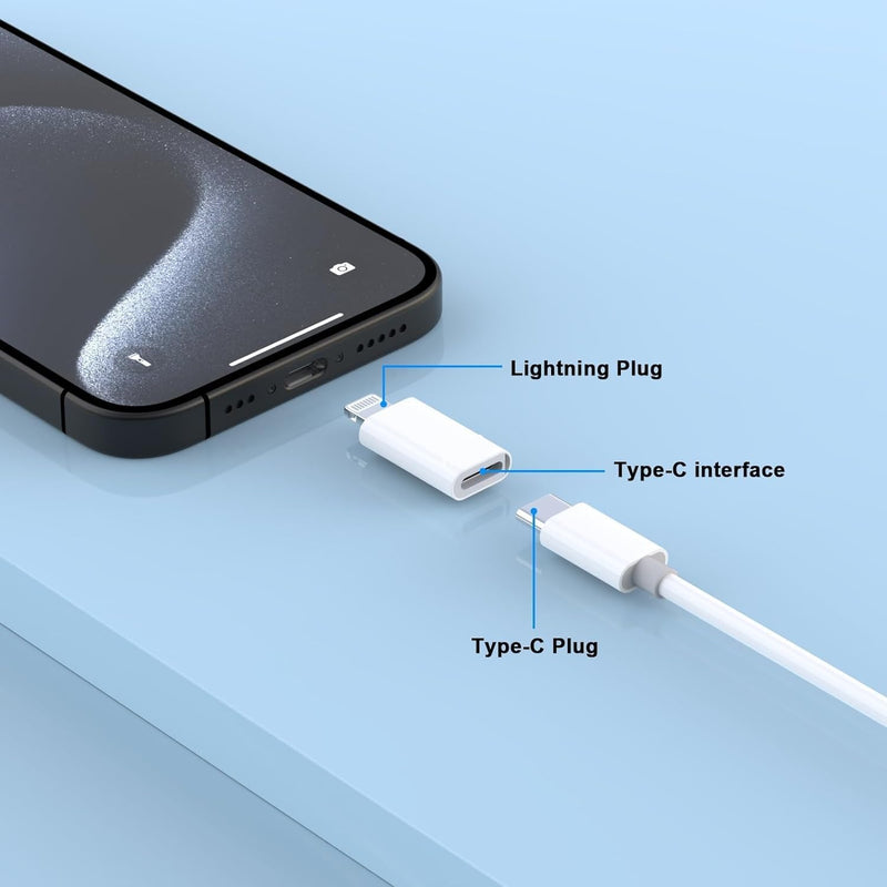 [Apple MFi Certified] 4 Pack USB C to Lightning Adapter | Lightning Male to Type C Female Adapter Support USB Wall Fast Charger Adopter for iPhone 14/13/Pro Max/12/11/X/8 Car Charger