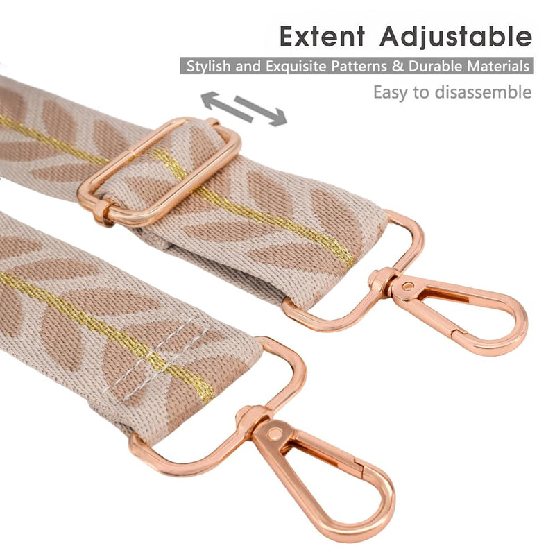 Replacement Purse Strap Shoulder Strap Adjustable Crossbody Strap for Women Crossbody Wide Shoulder Bag Khaki vine-Gold Metal
