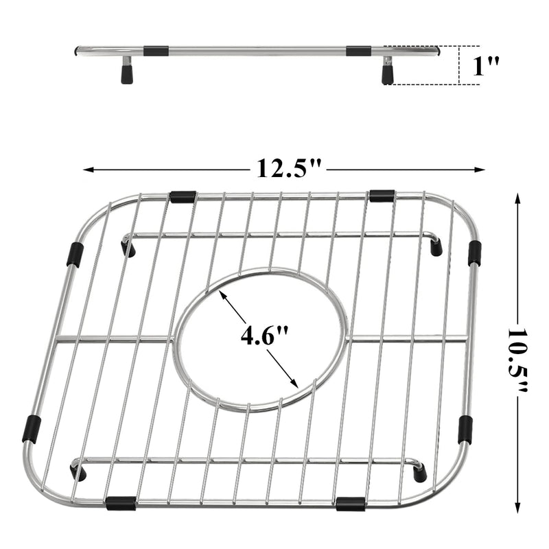 Orgneas Sink Protectors for Kitchen Sink, Universal Double Bowl Sink Bottom Grid 12.5"x10.5"x1.25", 304 Premium Stainless Steel Kitchen Sink Protector Grid Sink Grate Rack Centered Drain 2 Packs 12.5"x10.5",Center Drain
