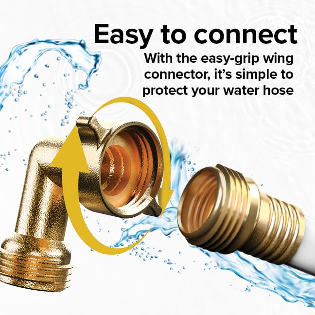 Camco 90-Degree Hose Elbow For RVs — Solid Brass Construction— Certified Lead-Free — Features Convenient Easy Grip Connector — For RV Water Hoses, Residential Outdoor Faucets, & More — 2-Pack (22507) 90 Degree Hose Elbow