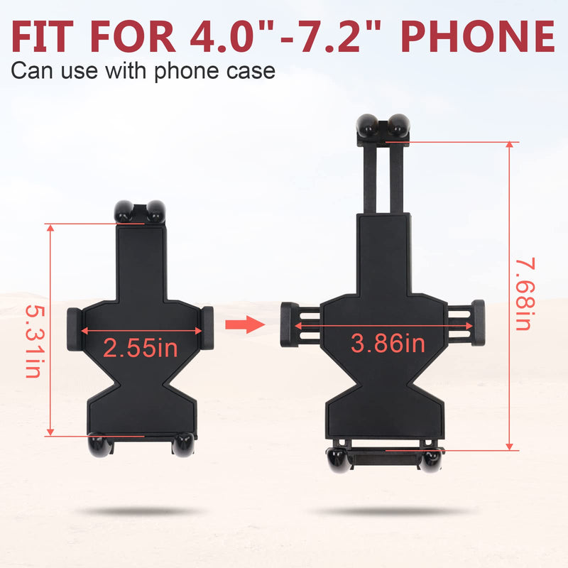 UTV Phone Mount - 360 Adjustable Heavy Duty Phone Holder Fit for 1.75 to 2 Inch UTV Roll Bar Compatible with Can-Am Maverick X3/ RZR/Ranger/Talon Pioneer 1000 for 4.0 Inch to 7.2 Inch Cell Phone