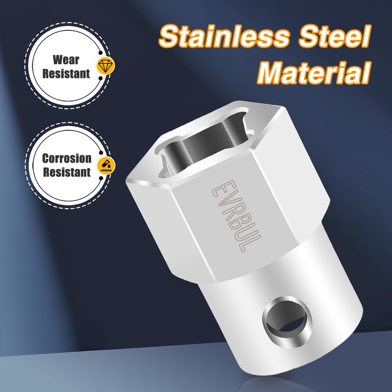 Upgraded Stainless Steel Top Wind Trailer Jack Crank Handle Cordless Drill Adapter with a 1/2 Inch Socket Adapter Bit