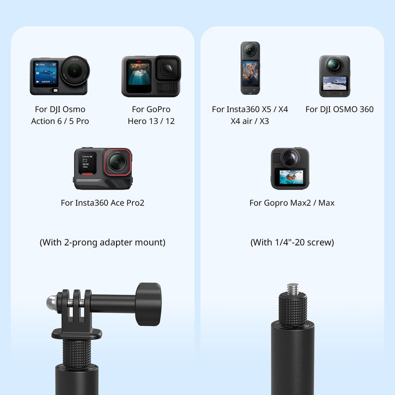 SmallRig Extendable 47in/3.9ft Invisible Selfie Stick for 360 Camera | Portable Stick Pole for Insta360 X5/X4/X3, for DJI OSMO 360, with 1/4"-20 Screw/Hole, Stake, Lanyard, Anti-Slip Handle - 6319