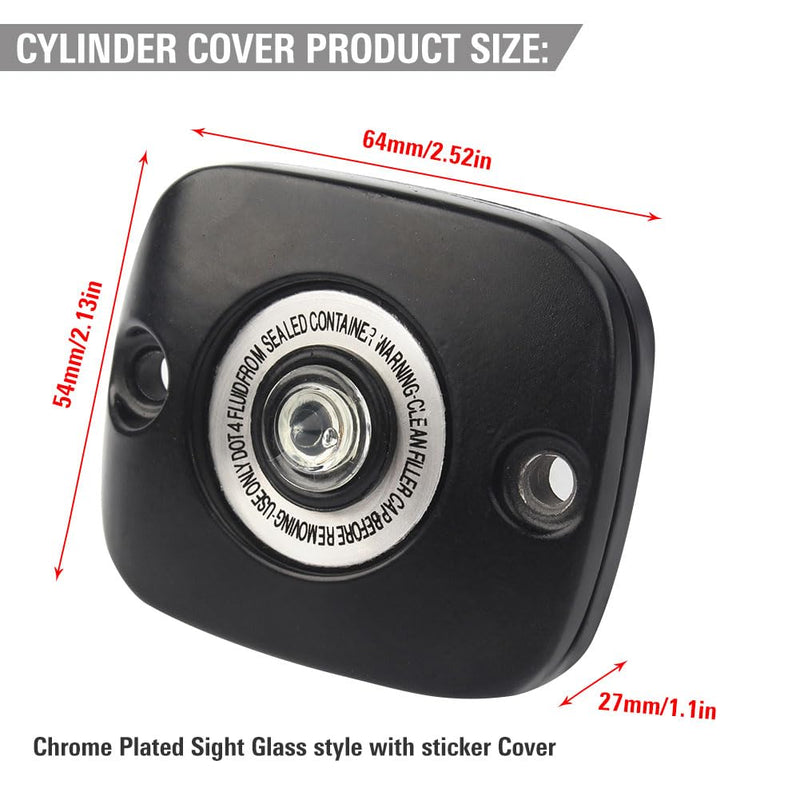 Three T Motorcycle Front Brake Master Cylinder Cover Fluid Reservoir Cap for Harley Big Twin Models 1996-Later, VRSC 2002-Later & Sportster 1996-2003, Black