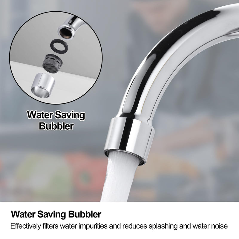 Single Hole Cold Water Faucet: Deck Mount Kitchen Cold Only - Brass Utility Outdoor Sink Faucet - for Commercial Bar RV Kitchen Farmhouse Laundry - Chrome 6.5" Swivel Spout