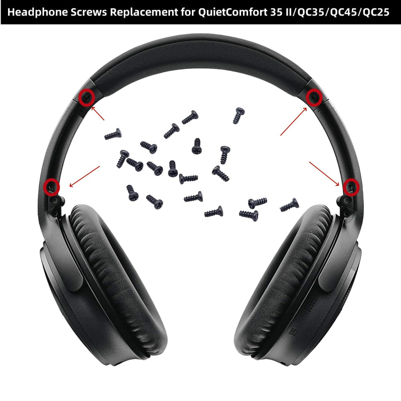 Headphone Screws Replacement for Bose QC35/QC35 II/QC45/QC25, 20-Packs Headband Screw with Small Screwdriver (Black)