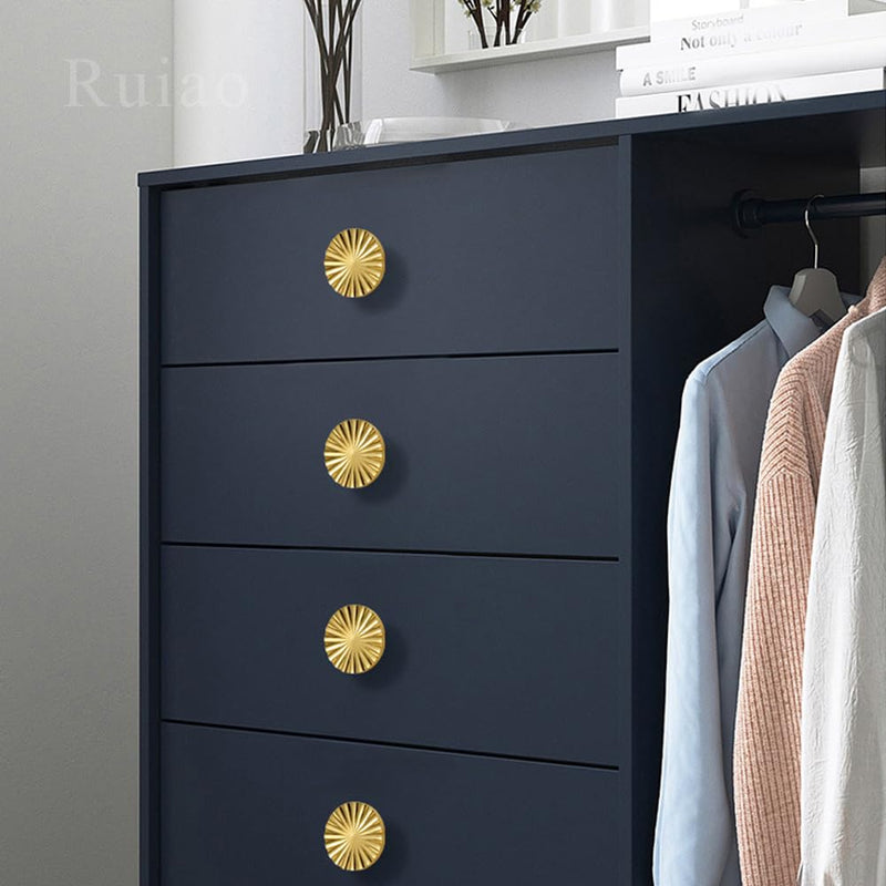 8 Pack 1-1/3 inch Gold Cabinet Knobs Cupboard knobs Drawer Pulls Zinc Alloy Dresser Drawer Knobs for Kitchen, Bedroom, Bathroom or Living Room Gold 8