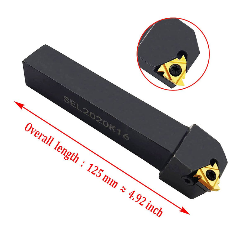 3/4" SER2020K16 + SEL2020K16 CNC Lathe Carbide Indexable Threading Turning Tool Holder with 2PCS 16ER / IR AG60 BP010 Indexable Carbide Turning Insert Blade + 2 Wrench T15