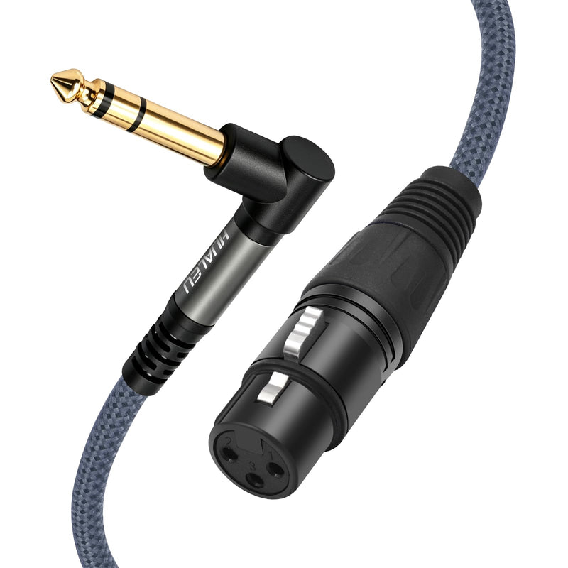 16FT Right Angle 1/4 TRS Male to 3Pin XLR Female Microphone Cable,6.35mm TRS to XLR Female-2Pack 16Feet