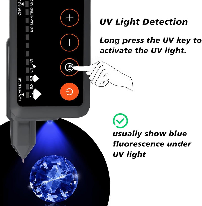Rechargeable Diamond Tester, High Accuracy Diamond Tester Pen with UV Light,Jewelry Gem Tester Pen,with 365nm UV Light,Portable Gem Checker for Novice & Experts (Rechargeable Diamond Tester) Rechargeable Diamond Tester