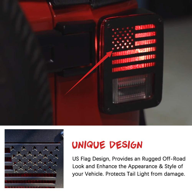 Jeep Light Covers US Flag Light Guards Protectors Compatible with 2007-2018 Jeep Wrangler JK Unlimited Jeep Lights Cover Accessories