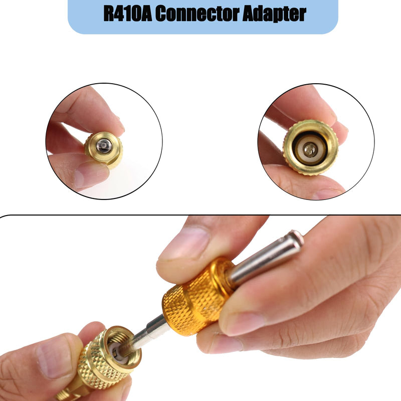 R410a Adapter Kit for Mini Split System, 5/16" Female to 1/4" Male Charging Vacuum Port Adapter, 5V1 Valve Cores Brass Hose Fitting Connectors for Air Conditioning Refrigeration HVAC Service