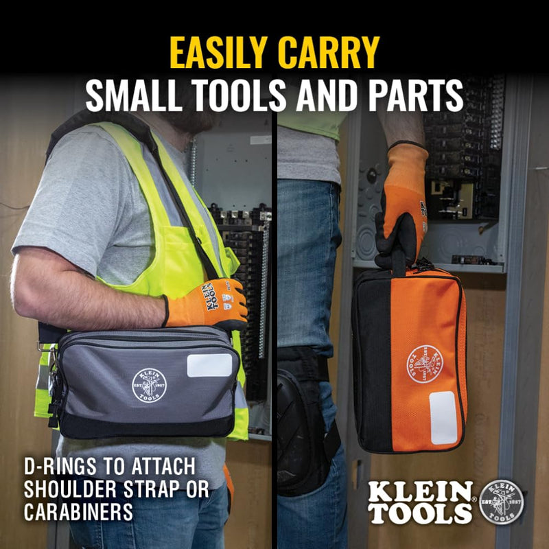 Klein Tools Tool Pouch, Dual Compartments, Heavy-Duty Tool Bag Organizer, Multipurpose Bag Dimensions NA | 2-Pack