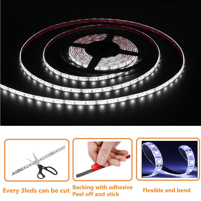 25FT RV Underglow Led Lights Kit, 12V Camper Underbody Lights for Motorhome Travel Trailer Concession Stands Food Trucks, RV Awning Light, RV Led Strip Lights (White) White