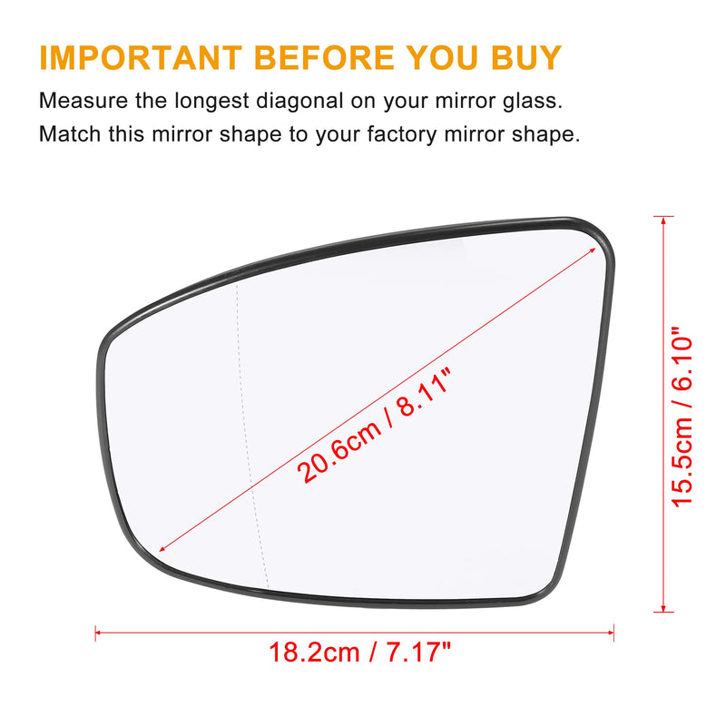  [AUSTRALIA] - X AUTOHAUX Car Rearview Left Driver Side Heated Mirror Glass Replacement W/Backing Plate for Nissan Murano 2009-2014