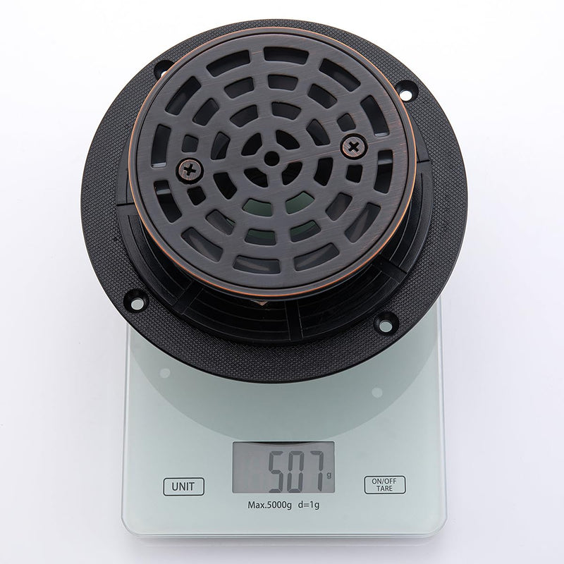 RANDOM Round Shower Drain SUS304 Stainless Steel Oil Rubbed Bronze Shower Drain 4 inch with Adjustable PVC Base Flange,Shower Floor Drain with Removable Cover Grid Grate A-oil Rubbed Bronze-4″ Round With Base Flange