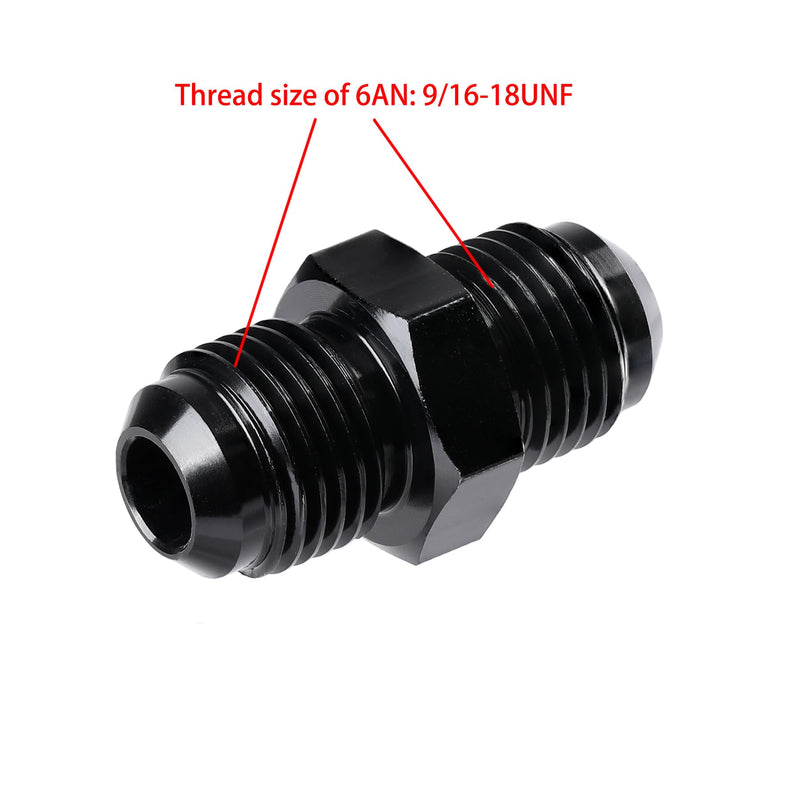 Ucreative 6AN to 6AN Male Flare Coupler Union Straight Fuel Hose Fitting Black (2PCS) 6AN to 6AN - 2PCS