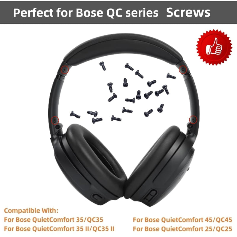 Headband Screws Replacement for Bose QuietComfort 35/QC35/QC35 II/QC45/QC25, Headphone Headband Screws Repair, Headphone Screw - 20 Packs (Black) black