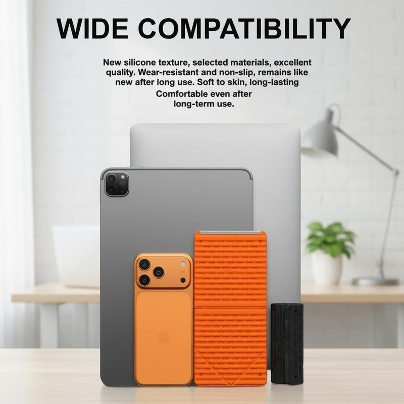 Phone Stand for Desk, Silicone Flexible Phone Holder for All Mobile Devices, Portable Cell Phone Stand for Travel, Home, Car, Airplane, Treadmill, iPad, Tablet, Orange