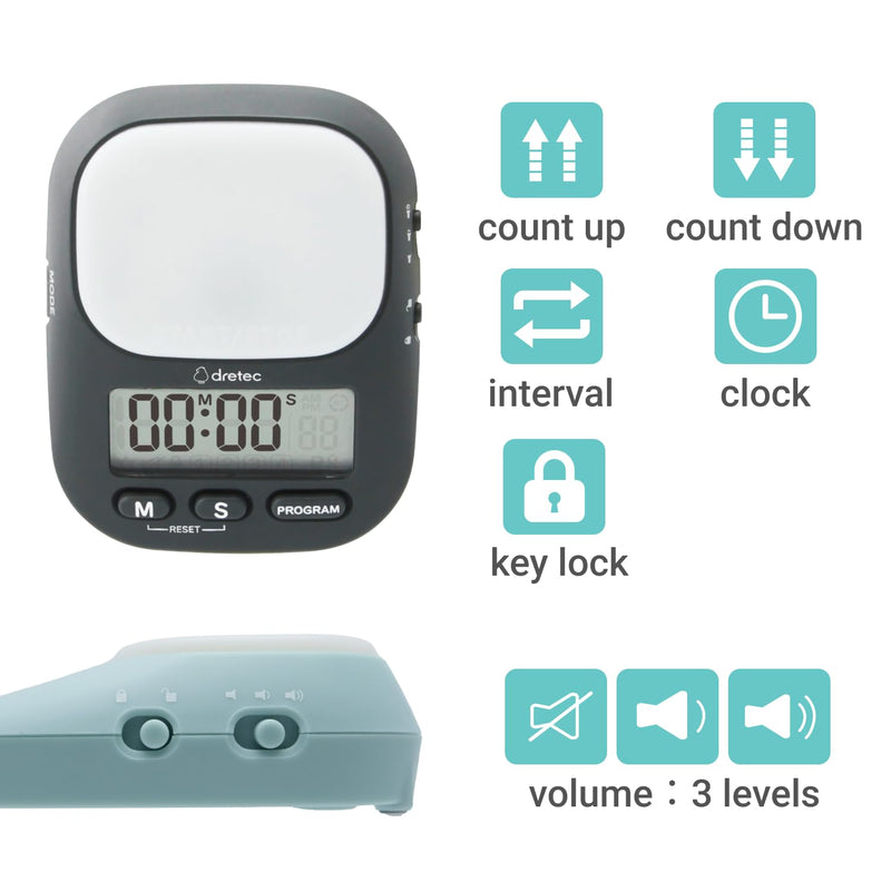 dretec pomodoro Timer, Productivity for Studying, Large Button, Interval,Blue Blue